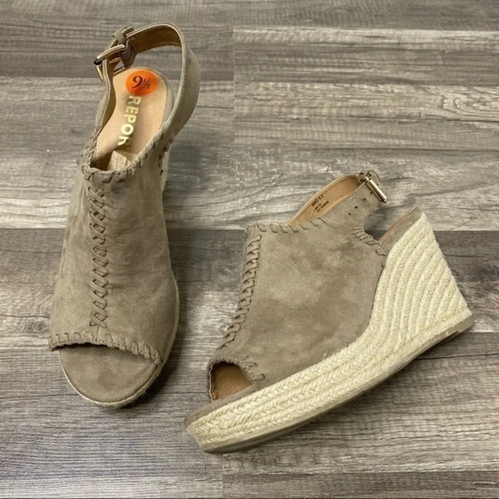 REPORT Espadrille Peep Toe Wedges size 9.5